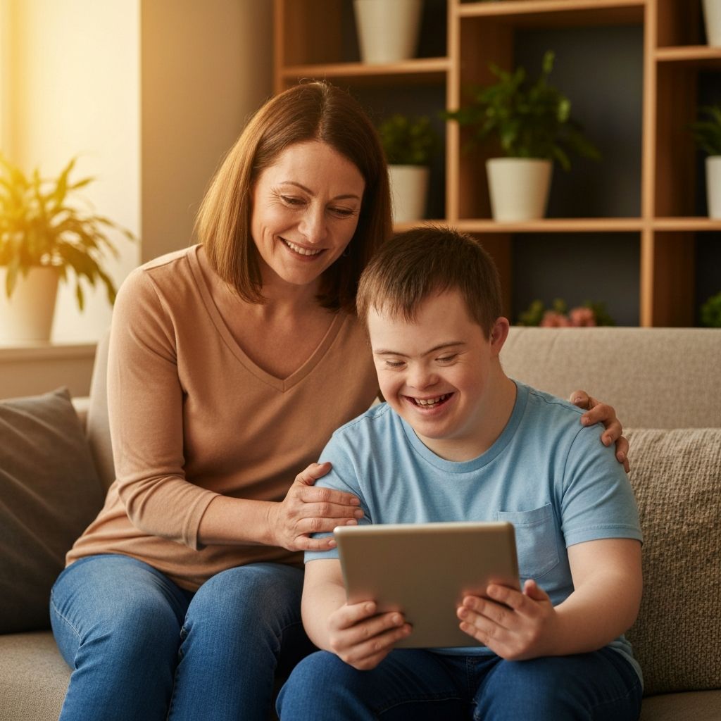 A caring parent or guardian looking supportive.