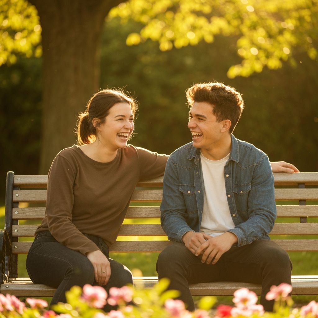 Two people laughing together, showing genuine human connection